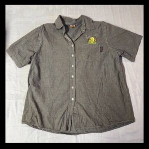 Looney Tunes Tweety Bird Women's black/white Button Up Sz 20 Vintage Cartoon